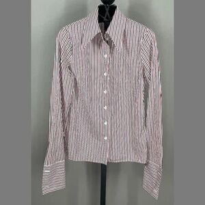 Michael Kors Collection Shirt Womens 2 black red button up designer classic